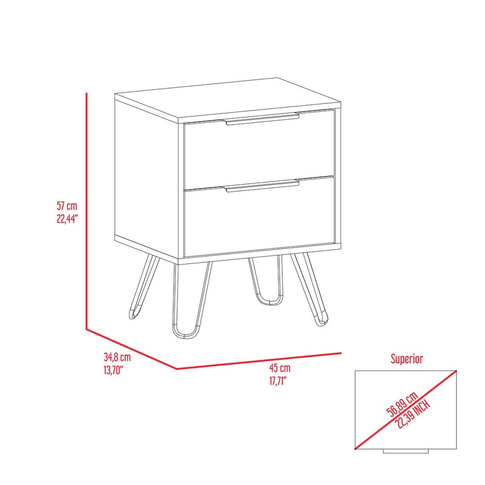 Nightstand with 2 Drawer  Accent Night Stand with Storage Cabinet for Bedroom and Home Office