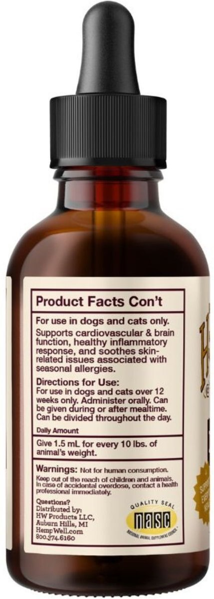 Hemp Well Hemp Thrive Liquid Cat and Dog Supplement， 16-oz bottle