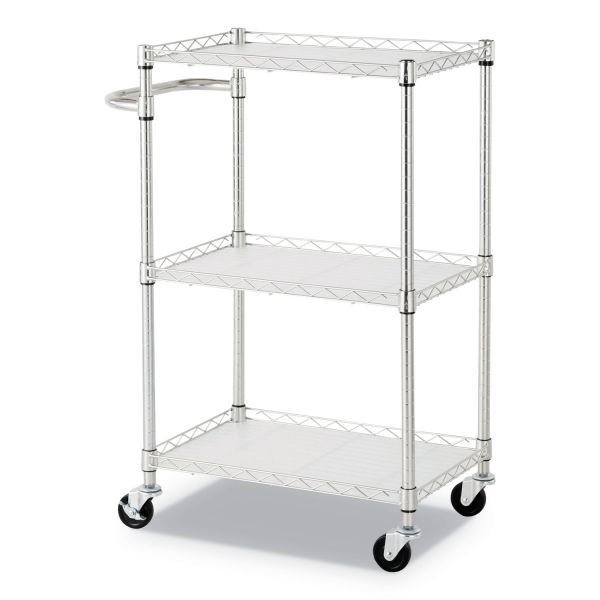 Alera Three-Shelf Wire Cart with Liners， Metal， 3 Shelves， 450 lb Capacity， 24