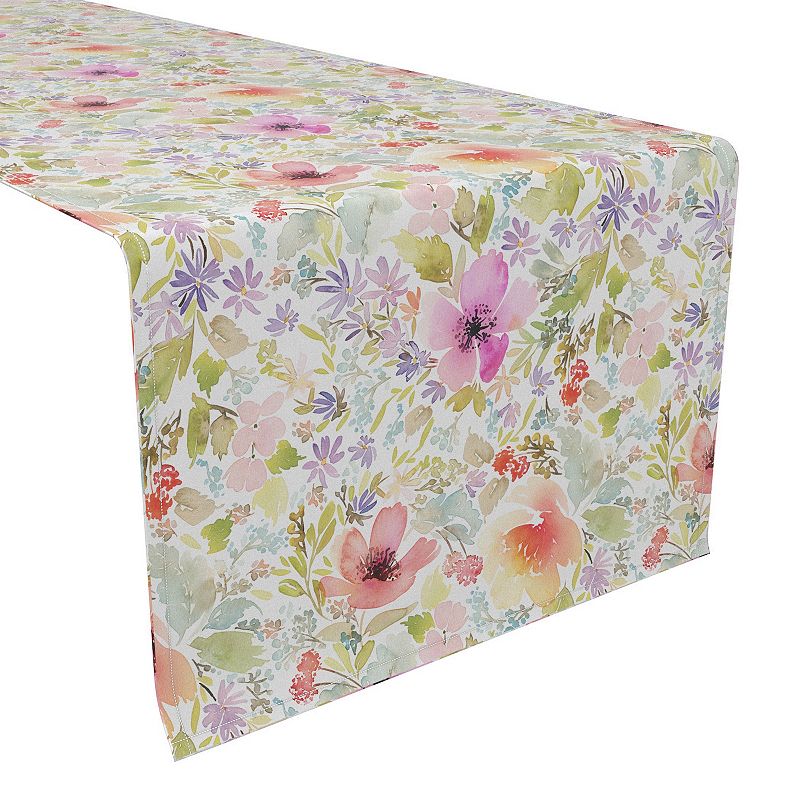 Table Runner， 100% Polyester， 12x72， Botanical Garden Dogwood