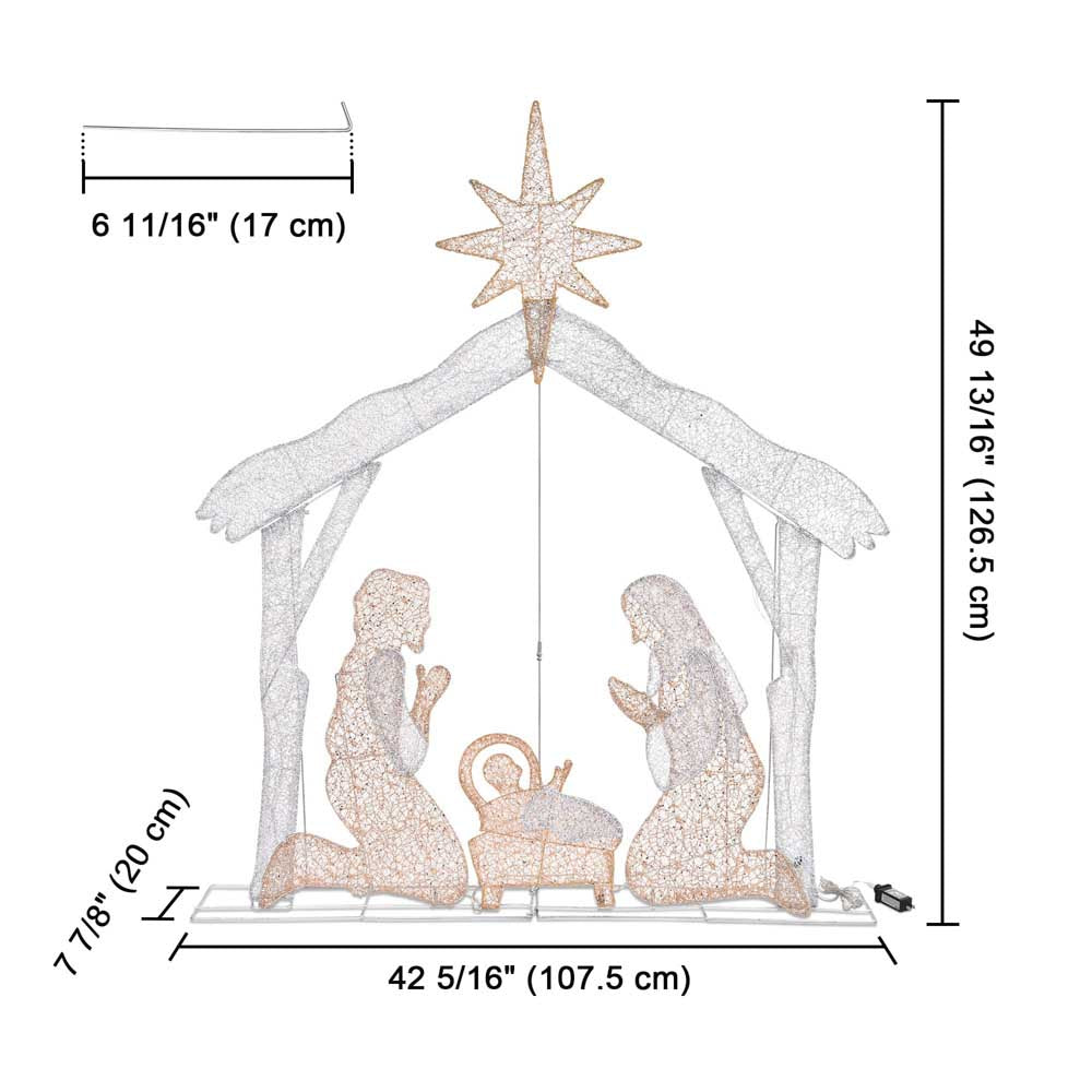 Yescom Pre-Lit Nativity Scene Xmas Decoration Holy Family 4ft 80 LEDs