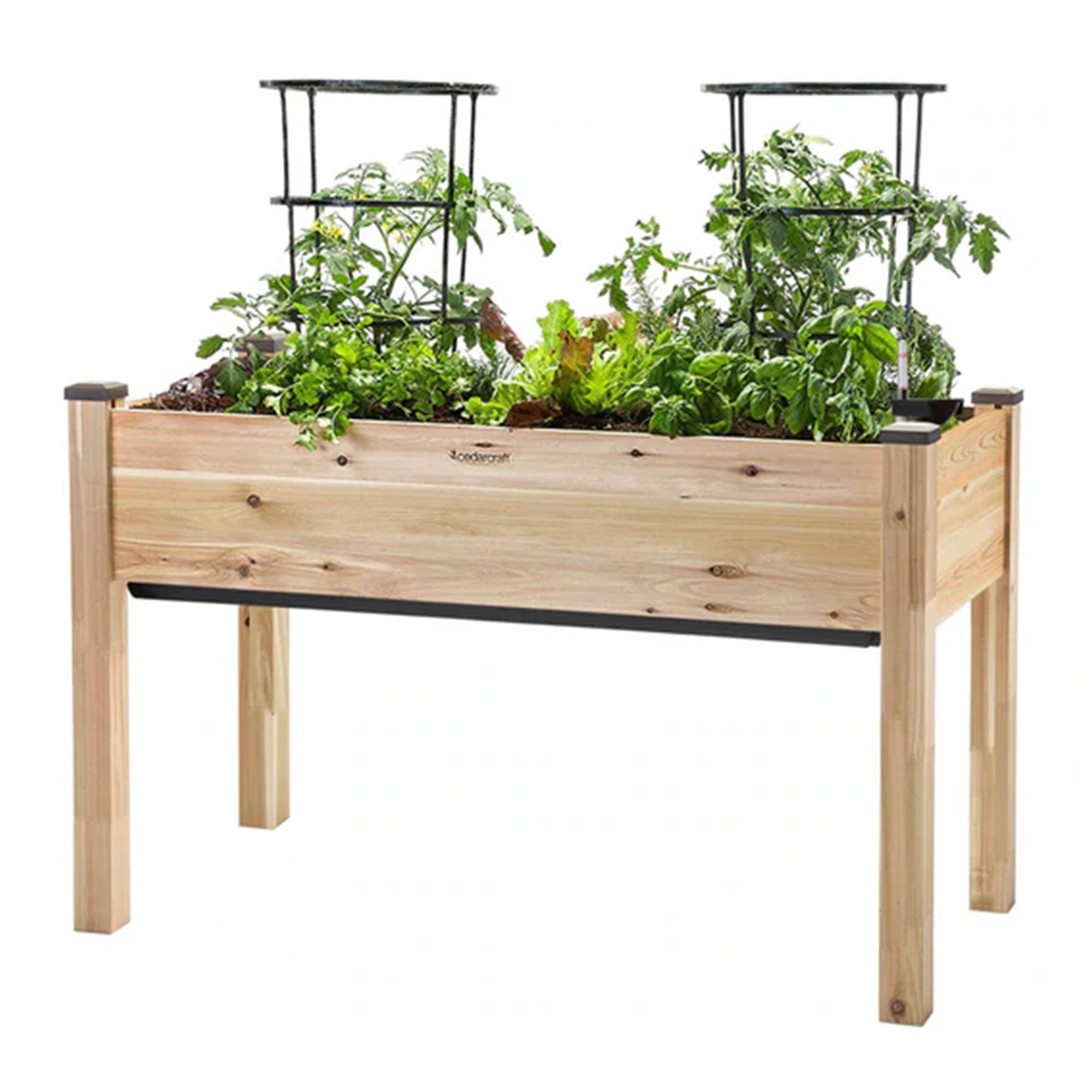 CedarCraft Self-Watering Elevated Cedar Garden Planter w/ Greenhouse Cover