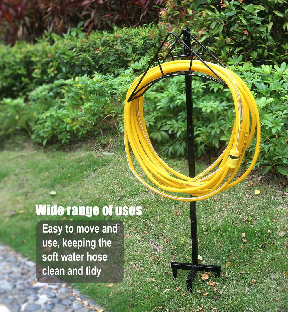 Artigarden Garden Hose Holder - Free Standing Metal Water Hose Stand Heavy Duty Flexible Pipe Storage Hanger Organizer for Lawn and Yard