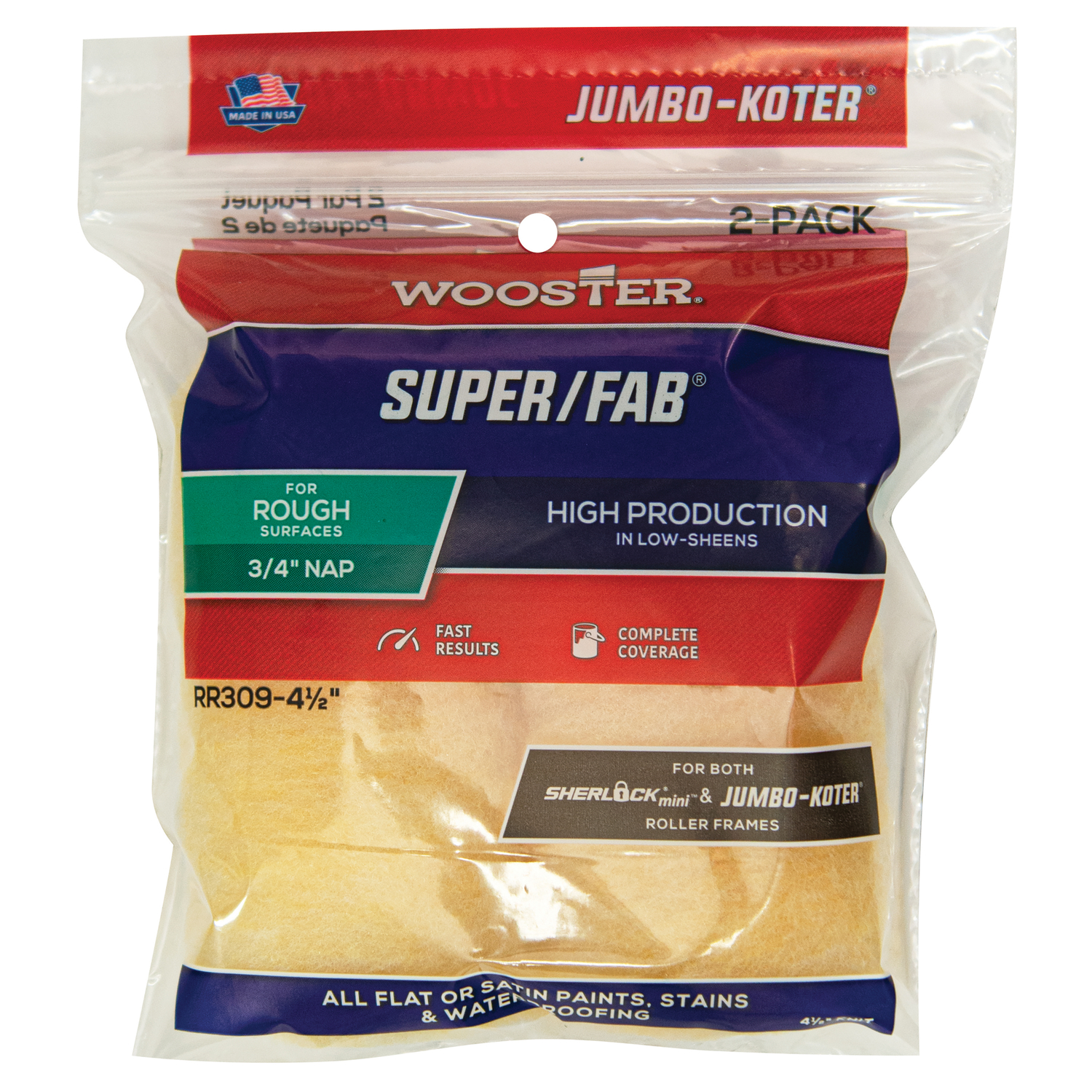 Wooster Super/Fab Knit 4-1/2 in. W X 3/4 in. Mini Paint Roller Cover 2 pk