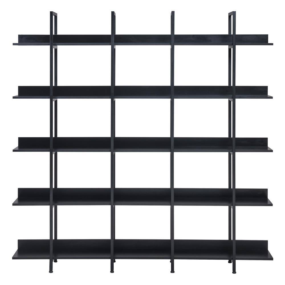 Asucoora Giltner 71 in.Black Metal 5-Shelf Etagere Bookcase.with Open Back NYZWJ004-BK