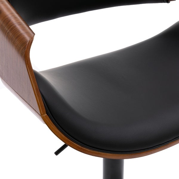 PU Leather Adjustable Bar Stool in Black