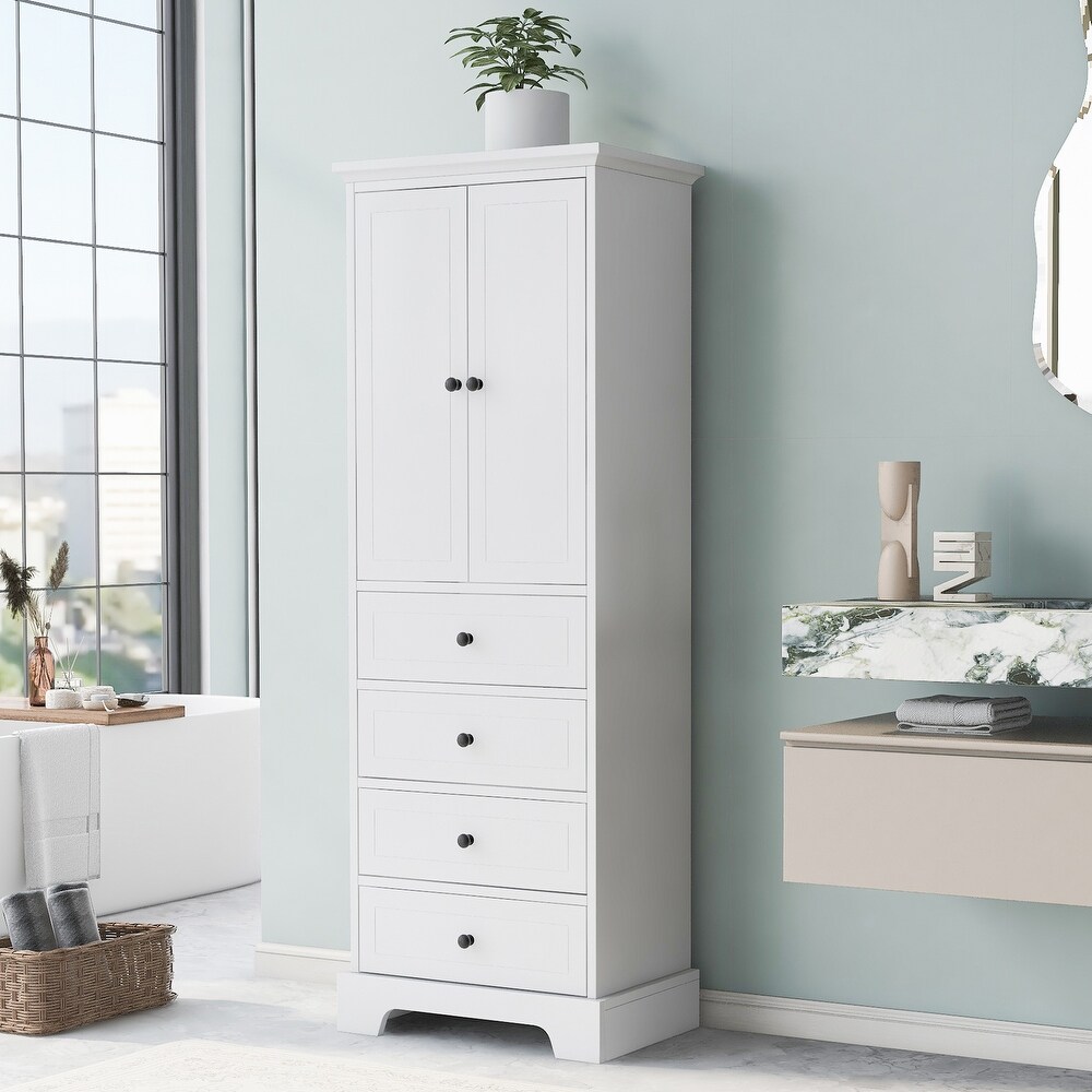 Kitchen Pantry Bathroom Storage Cabinet with Round Metal Handles