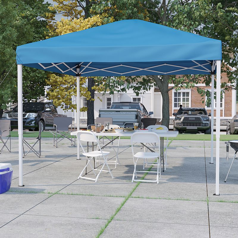 Flash Furniture Otis 10' x 10' Portable Pop-Up Canopy Tent with Folding Table and 4 Folding Chairs Set