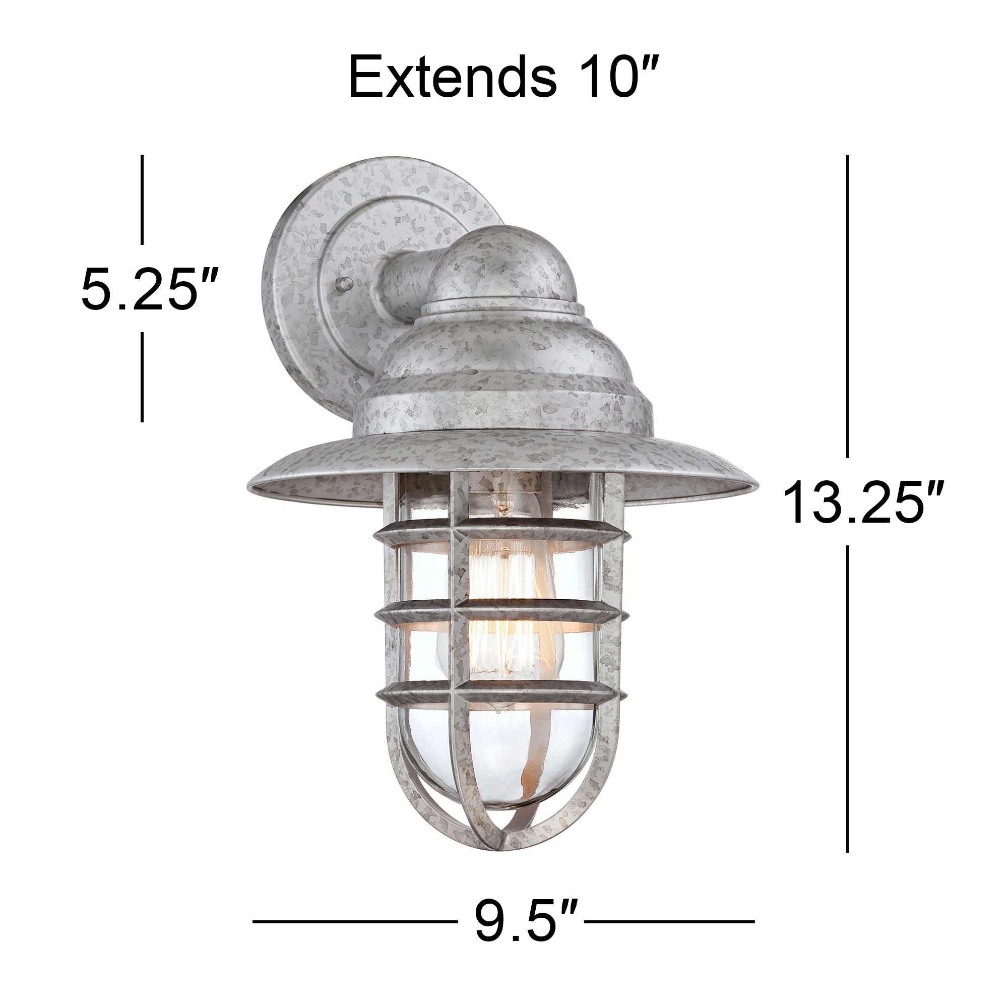 John Timberland Modern Outdoor Wall Light Fixture Galvanized Hooded 13 1/4" Caged Glass Exterior House Porch Patio