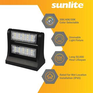 Sunlite 250-Watt Equivalent Integrated LED Black Dimmable Outdoor Rotatable Wall Pack Light Tunable 3000K 4000K 5000K HD04026-1