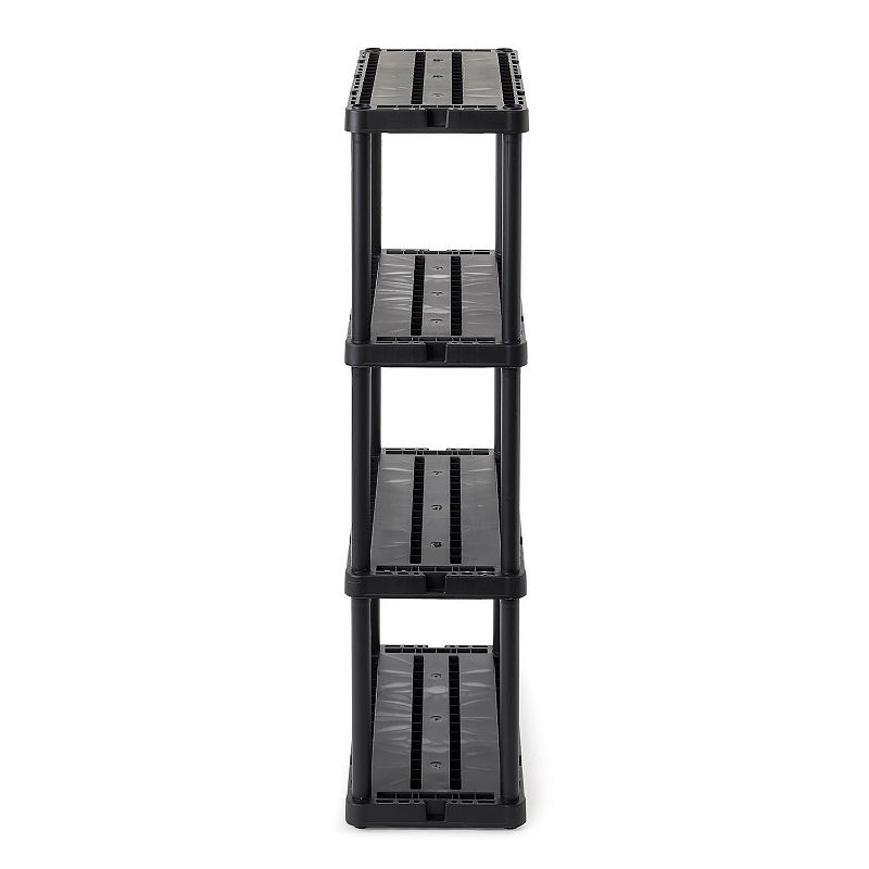 Gracious Living 4 Shelf Knect-A-Shelf Solid Light Duty Storage Unit， Black