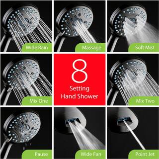 AQUACARE 80-Spray Patterns 2.5 GPM 7 in. Wall Mount Dual Shower Heads and Handheld Shower Head Antimicrobial in Oil Rubbed Bronze 43366