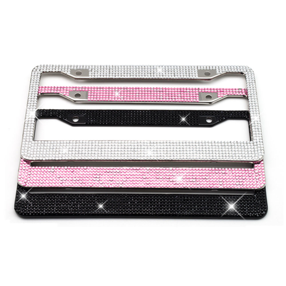 Muka 2 Pack Bling White Rhinestone Metal License P...