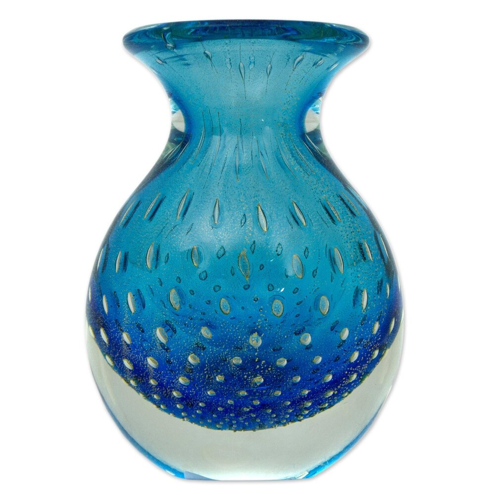 Novica Handmade Ocean Inspiration Art Glass Vase