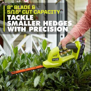 RYOBI ONE+ 18V Cordless Battery Grass Shear and Shrubber Trimmer with 1.3 Ah Battery and Charger P2910