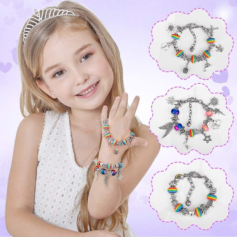 Girls Gifts For 7 8 9 10 Year Old Kids， Bracelet Making Kit Gifts For Teenage Girls Toy For 6-12 Year Old Kids Art Sets For Children Girls Charm Jewel