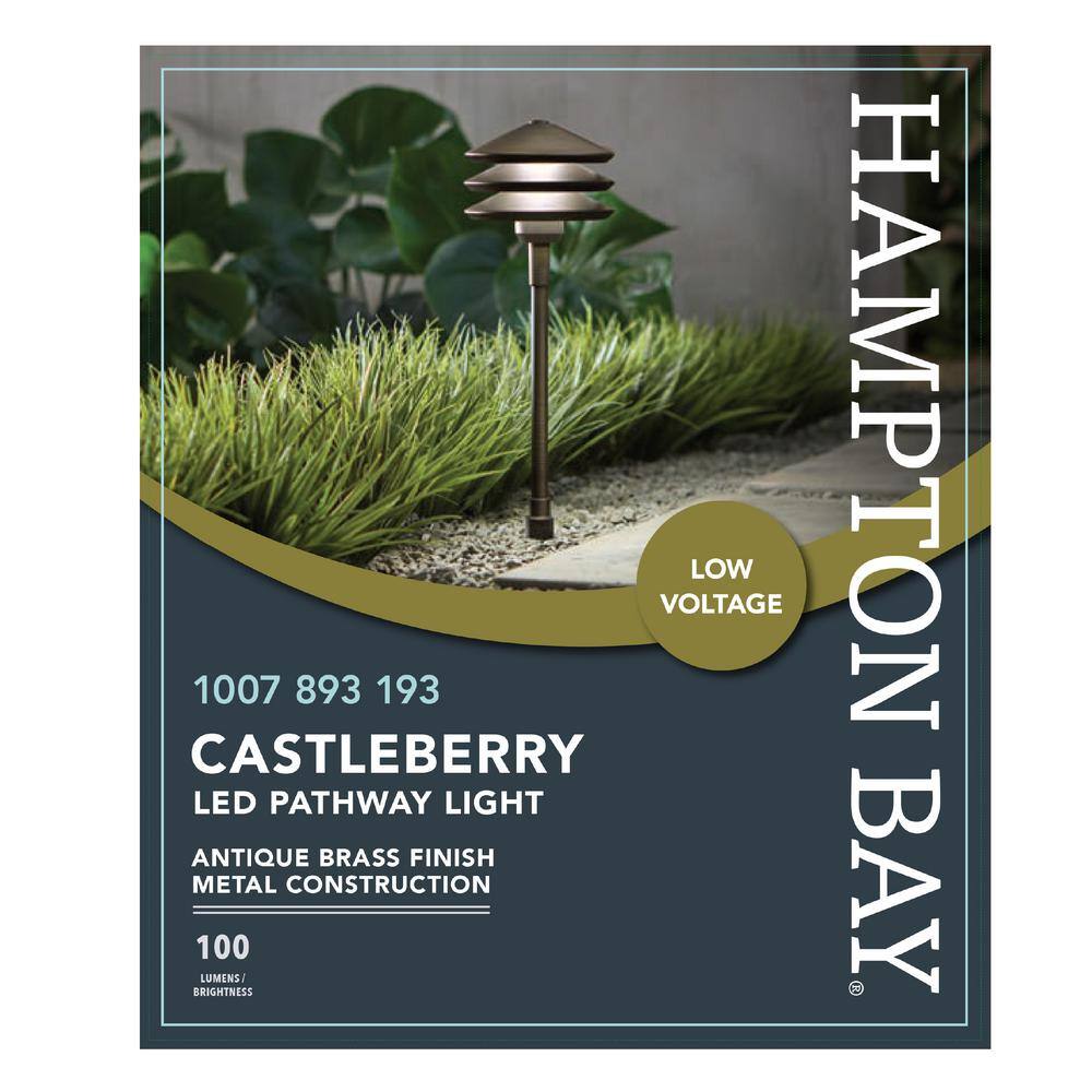 Hampton Bay Low Voltage Landscape Antique Brass 3-Tier Path Light with 4.5-Watt 100 lumen Integrated LED LWP-P1BR3000KA2