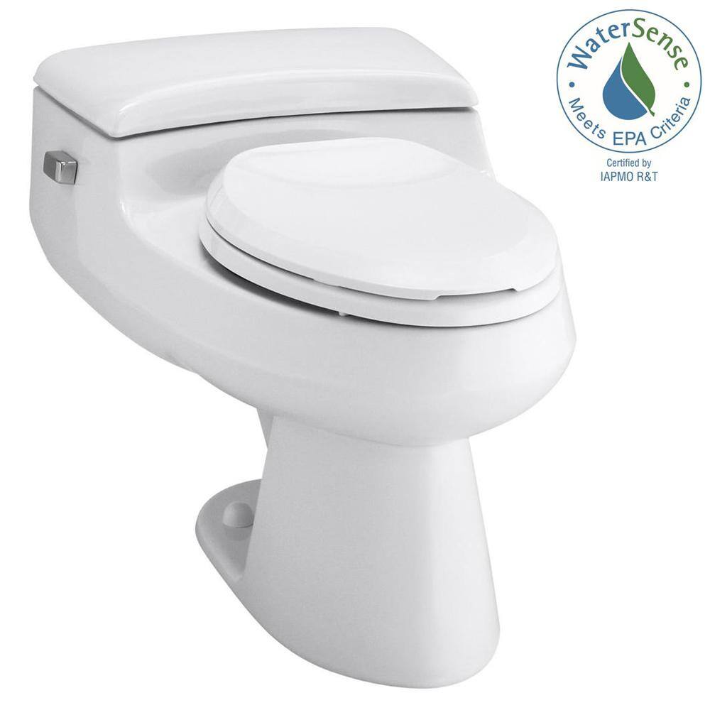 KOHLER San Raphael Comfort Height 1-Piece 1 GPF Single Flush Elongated Toilet in White Seat Included K-3597-0