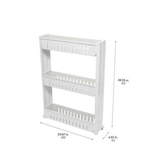 Kitchen Details 3 Tier Slim Slide Out Storage Cart in White 22983-WHITE