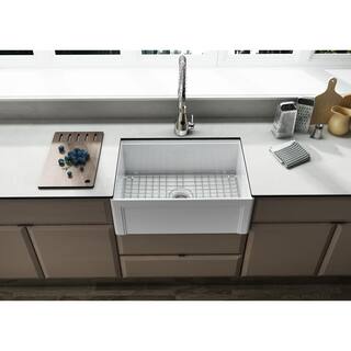 Empire Industries Derby Fireclay 27 in. Single Bowl Farmhouse Kitchen Sink with workstation DER27