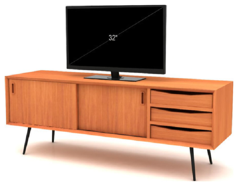 Modern Minimalist Teak TV Unit  Tikamoon Simen   Midcentury   Entertainment Centers And Tv Stands   by Oroa   Distinctive Furniture  Houzz