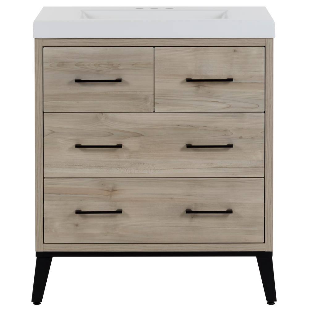 Domani Solway 31 in. W x 18.75 in. D x 36.6 in. H Bath Vanity in Sable with White Top B30X20293