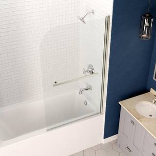 ANZZI 5 ft. Right Drain Tub in White with 34 in. x 58 in. Frameless Tub Door in Brushed Nickel SD05301BN-3260R