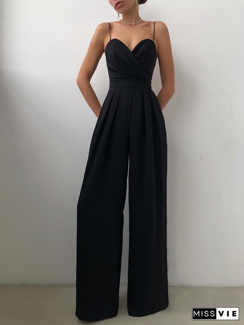 Sling Waist Straight Mopping Minimalist Jumpsuit