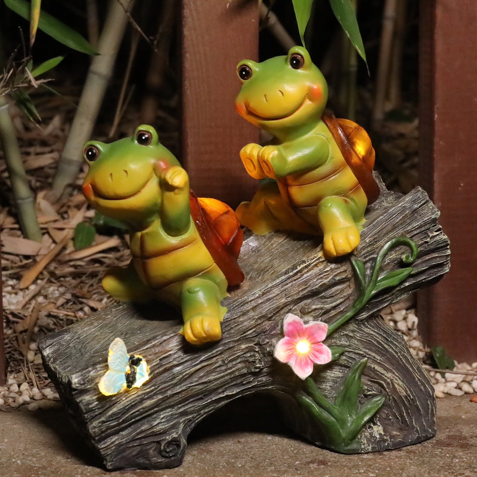 MUMTOP Funny Turtles Resin Solar Light Garden Decoration LED Statue Figurine Outdoor Ornaments