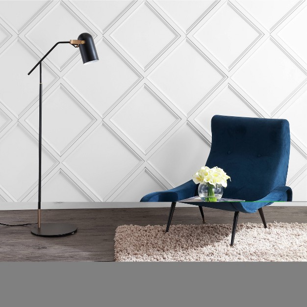 Metal Eugenio Floor Lamp includes Led Light Bulb Black Jonathan Y