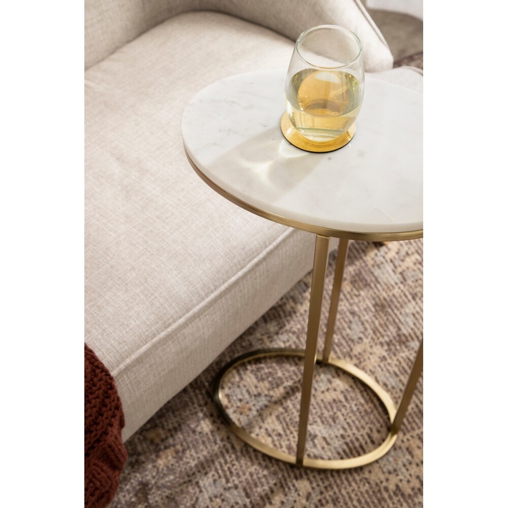 Kate and Laurel Natalli Marble Oval C Table   14x9x28