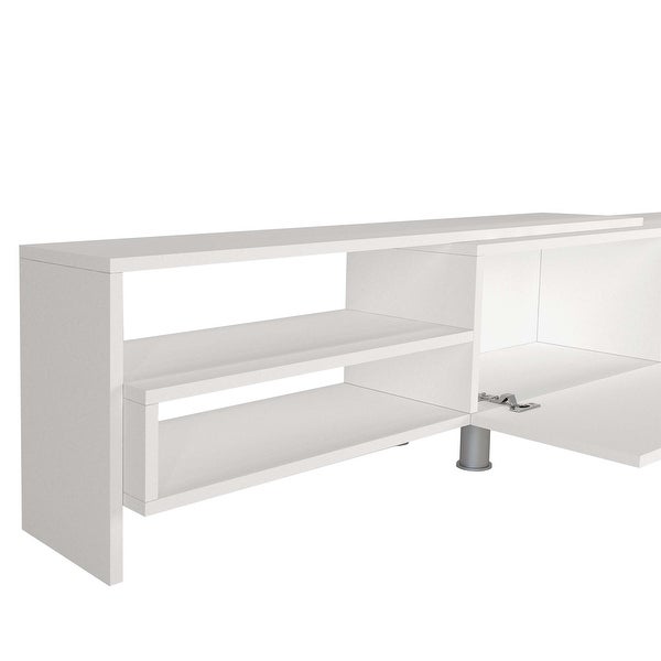 72 Inch Wood TV Console Entertainment Media Center with Storage 3 Piece Set， 2 Floating Wall Shelves， White