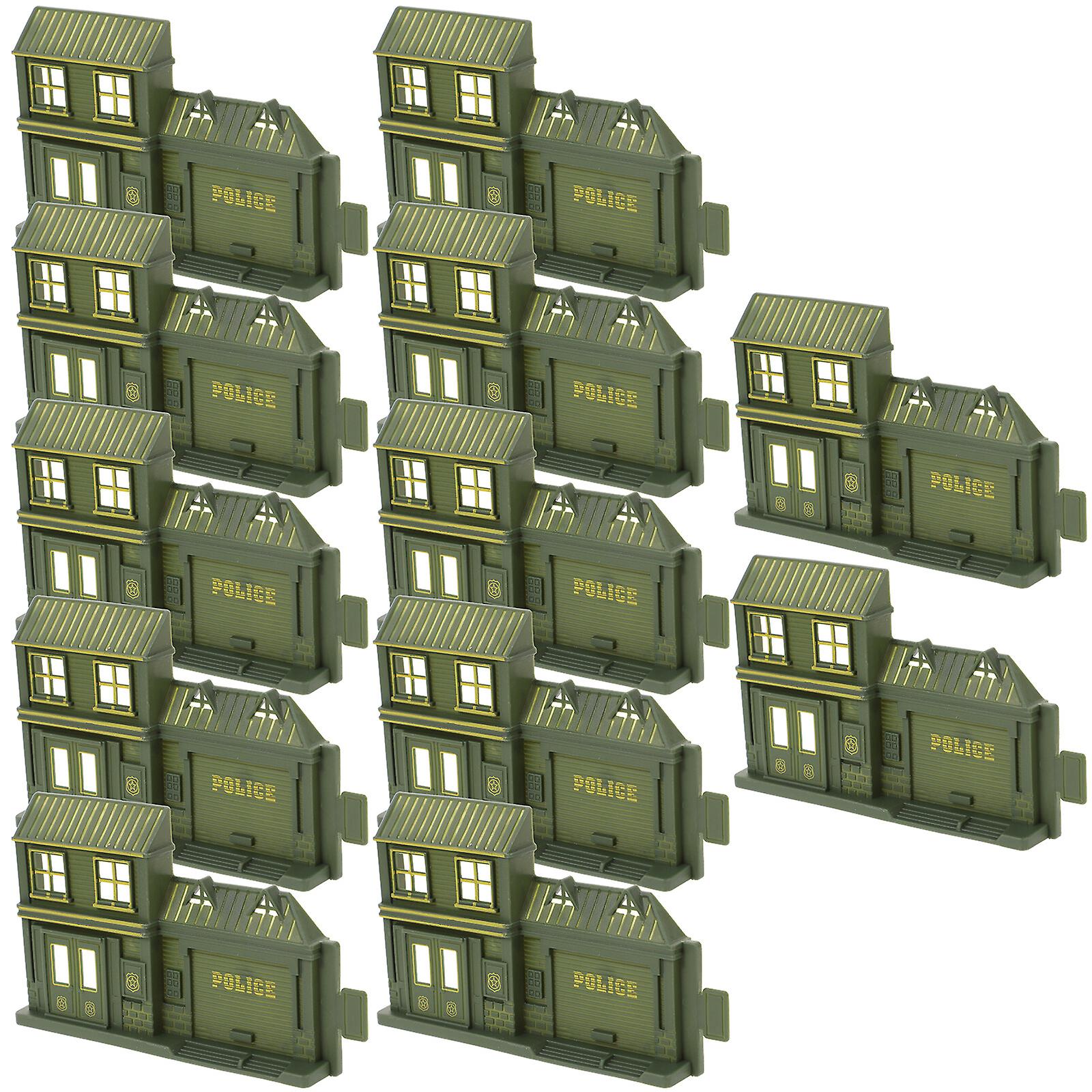 12pcs Simulated Police Station Model Decoration Mini Police Station Model Sand Table Decor