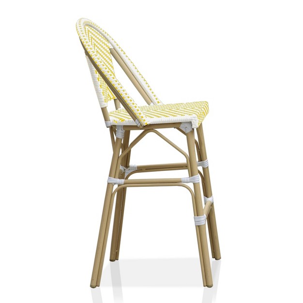 Arely 2pk Wicker Patio Bar Height Chairs Yellow white Mibasics