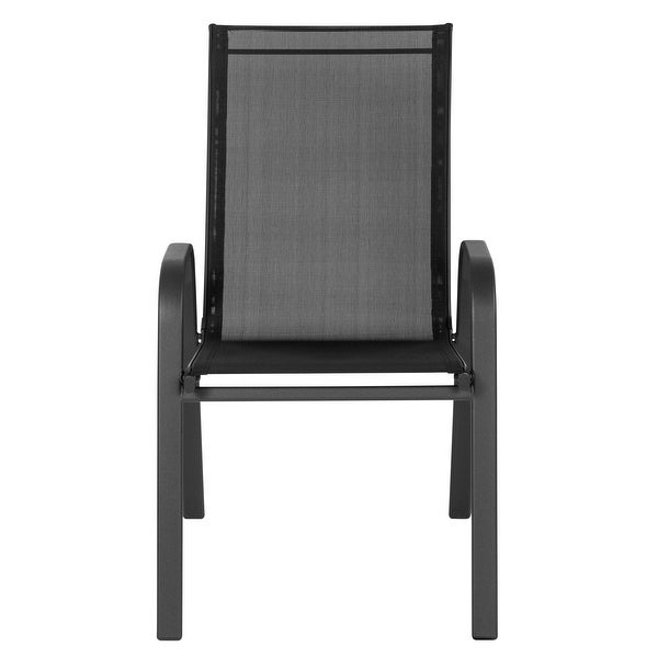 4 Pack Brazos Series Navy Outdoor Stack Chair with Flex Comfort Material and Metal Frame