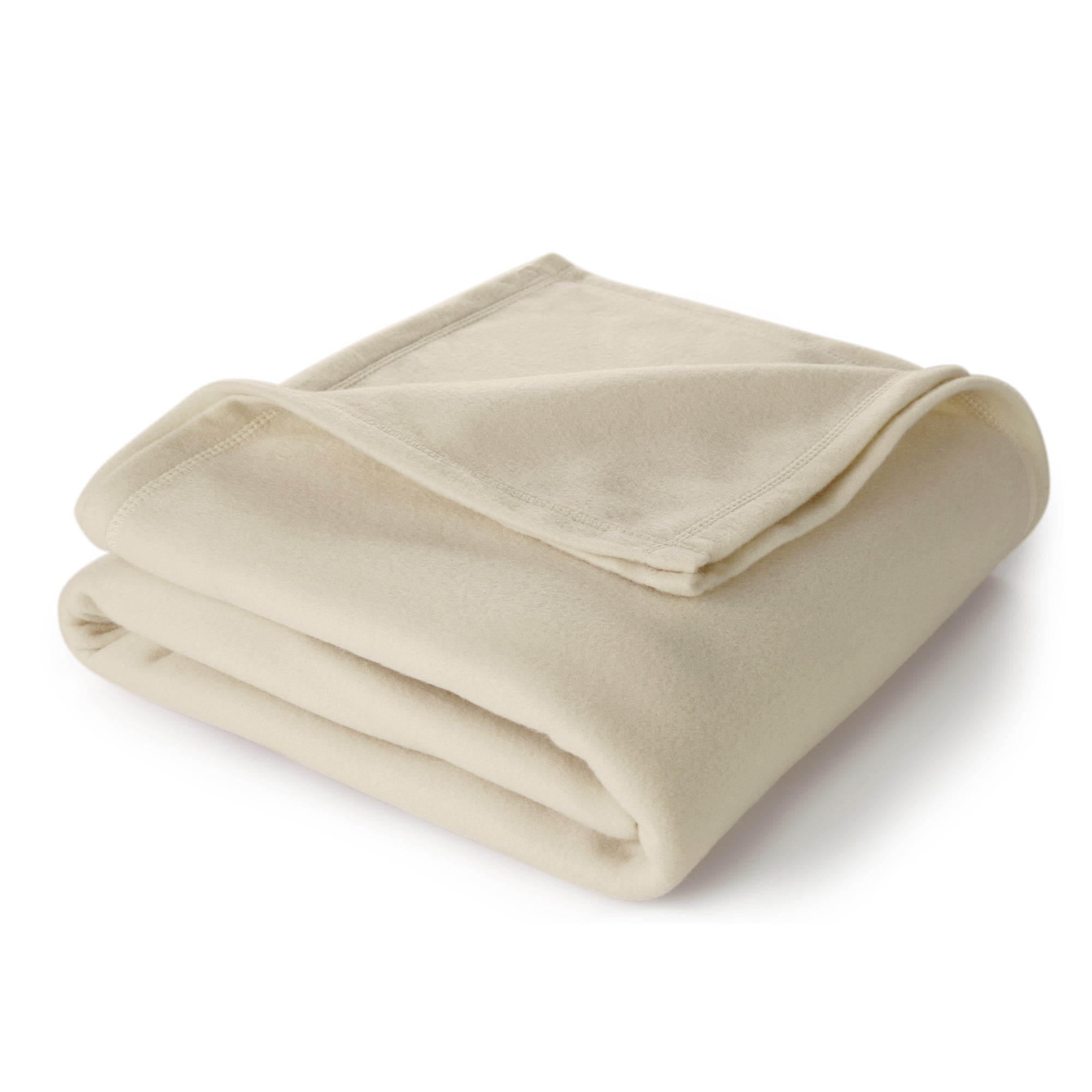 Martex Super Soft Fleece Low Lint Hotel Style Solid Pet Friendly Bed Sofa Blanket， Ivory， Twin