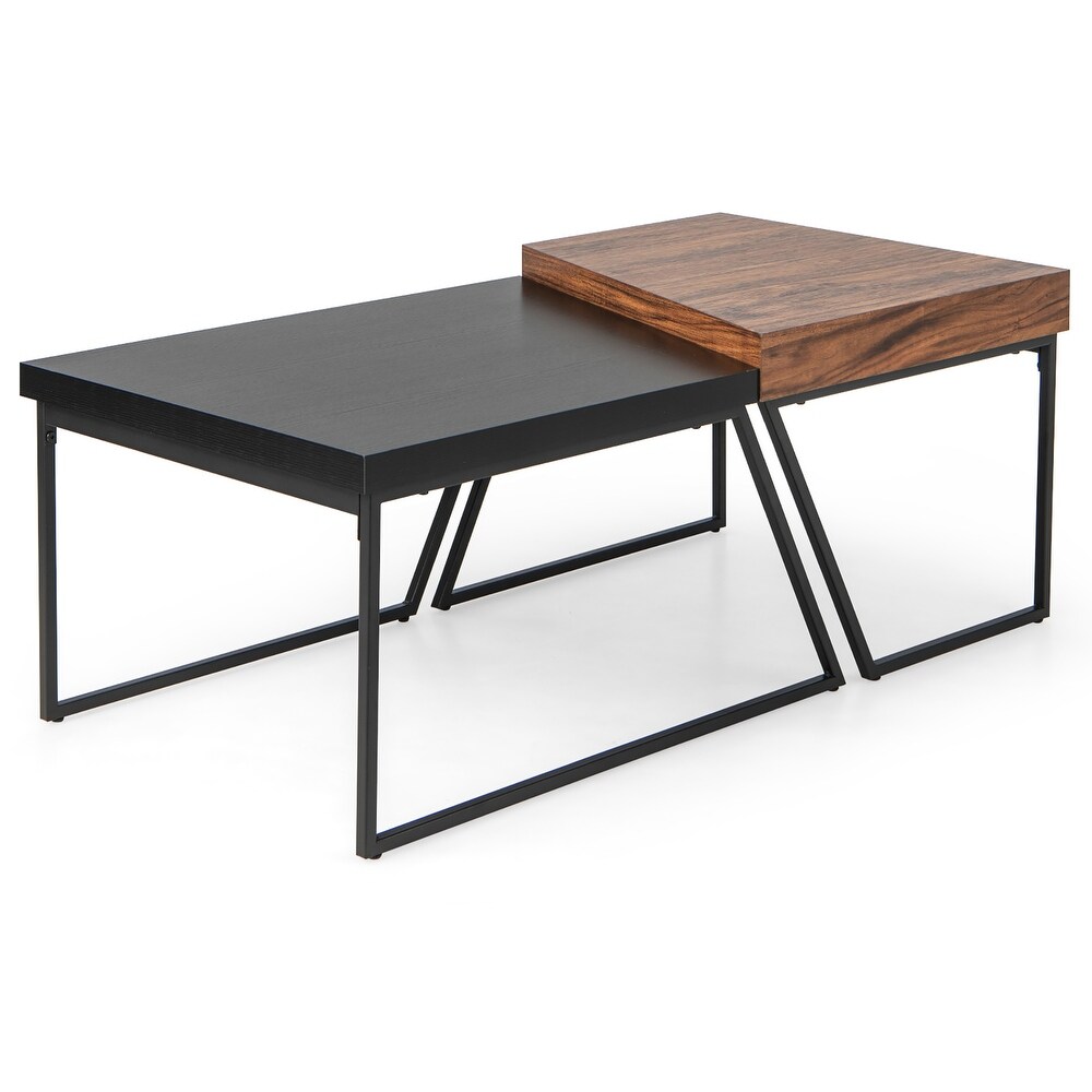 Nesting Table Modern Coffee Table Set of 2 Stacking Side Table