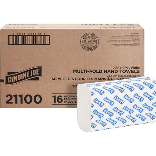 Genuine Joe 21100 White Multifold Paper Towels | 9 4