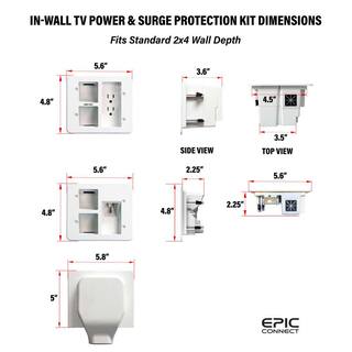 EPIC CONNECT Flat Panel TV Surge Protected Power Relocation-Organizer Kit with Cable Management Raceway Covers EC-IWS3