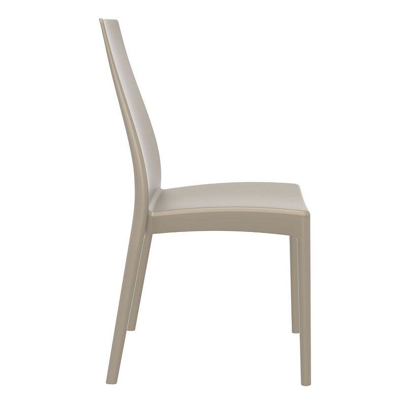 37 Taupe Outdoor Patio Solid High Back Dining Chair