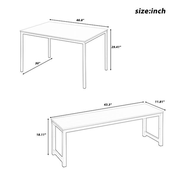 3 Piece Dining set with Two benches