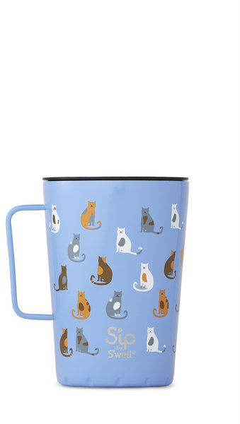 S'ip by S'well Stainless Steel Takeaway Mug， 15-oz， Purrfect Morning