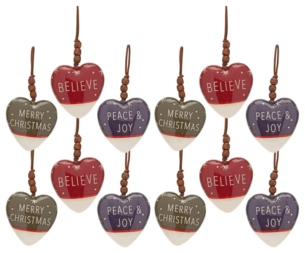 Heart Ornament (Set Of 12) 4.75 quotH Foam   Transitional   Christmas Ornaments   by Kolibri Decor  Houzz