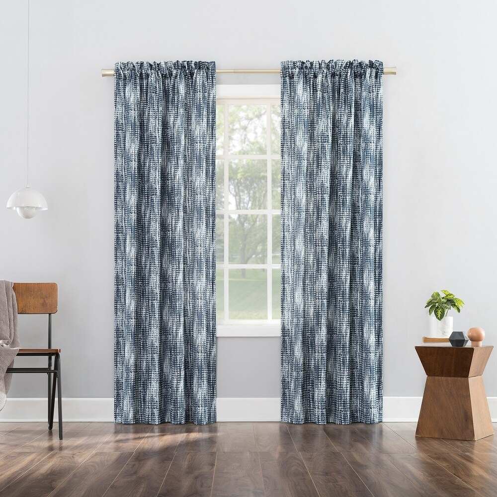 No. 918 Aran Crosshatch Print Semi Sheer Rod Pocket Curtain Panel  Single Panel