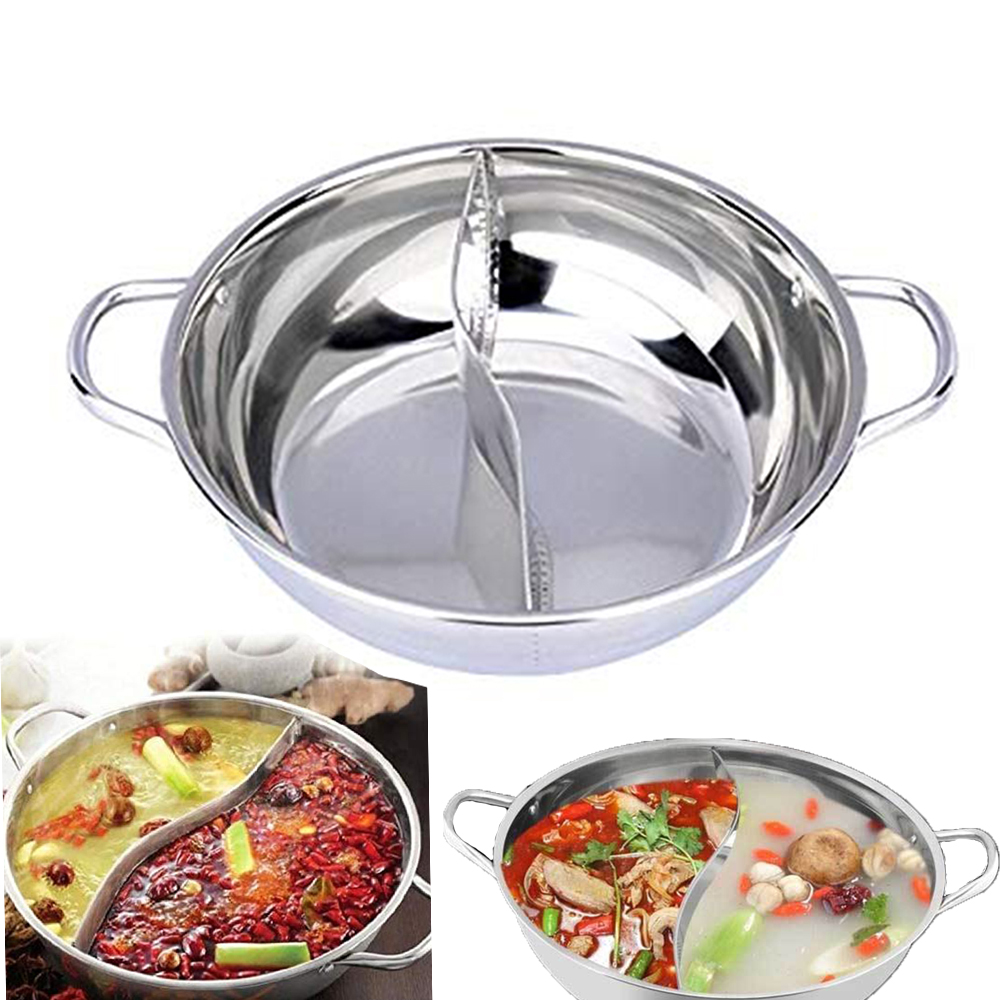 Dual Sided Stainless Steel Hot Pot Yuanyang Pot Shabu Shabu Yin Yang Chafing Dish Cookware Sale 8430