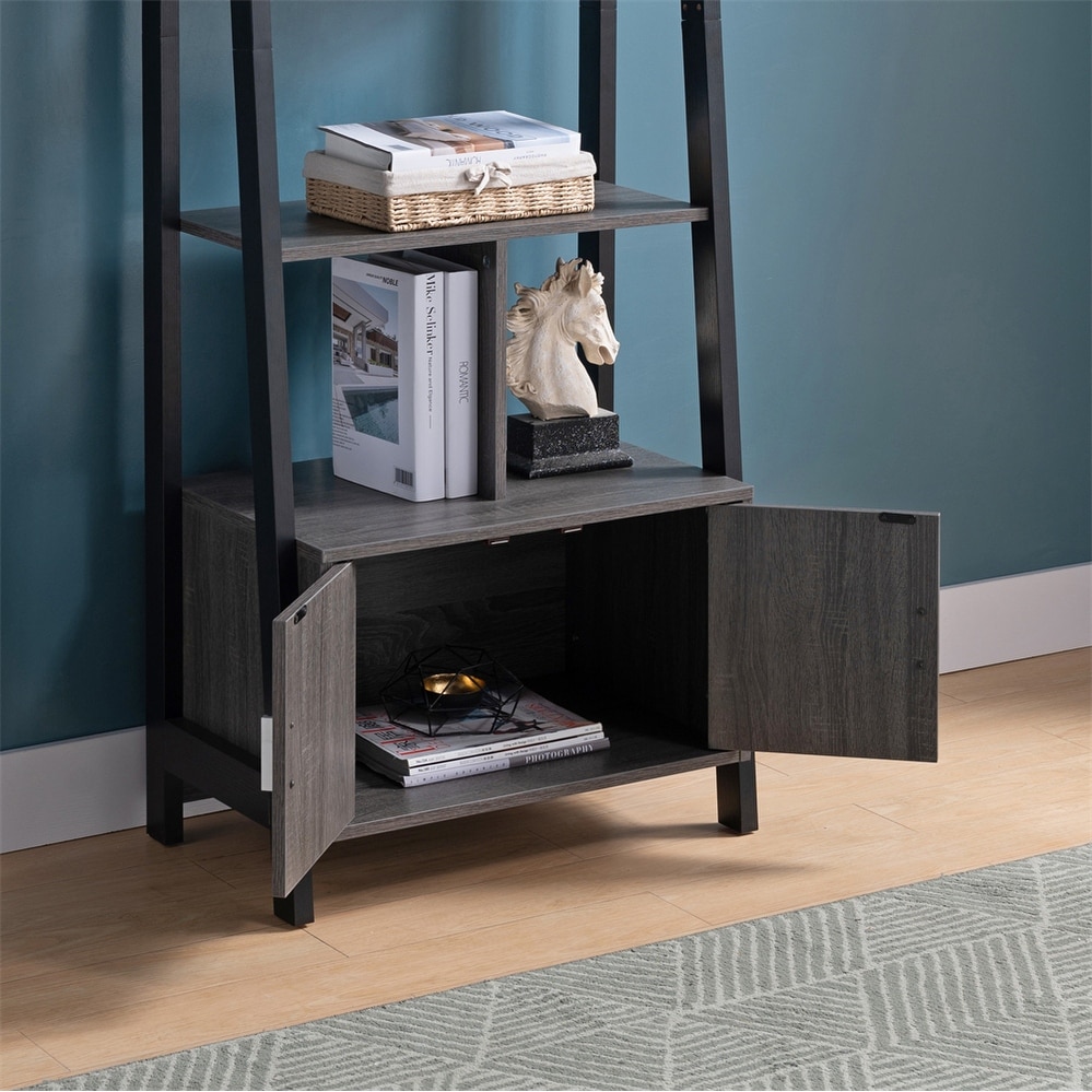 Modern Bookcase Distressed Grey