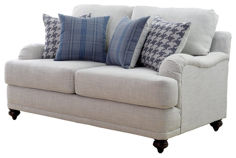 Coaster Contemporary Fabric Recessed Arms Upholstery Loveseat in Gray   Traditional   Loveseats   by Homesquare  Houzz