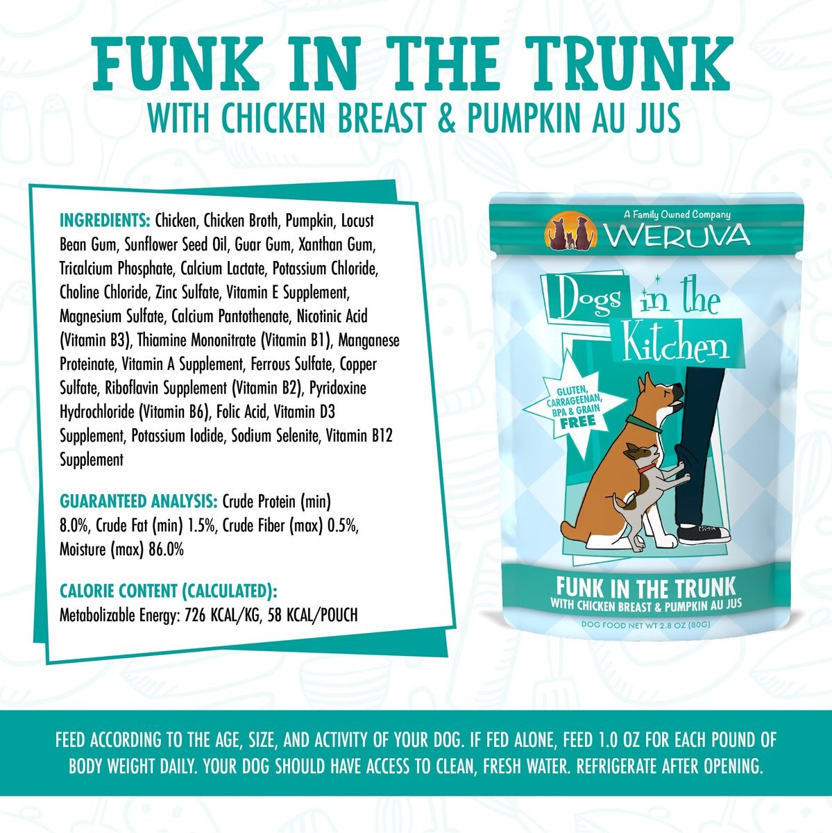 Weruva Dogs in the Kitchen Funk in the Trunk with Chicken Breast and Pumpkin Au Jus Grain-Free Dog Food Pouches