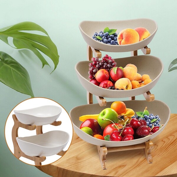 3 Tier Ceramic Fruit Basket Holder Dining Table Fruit Tray