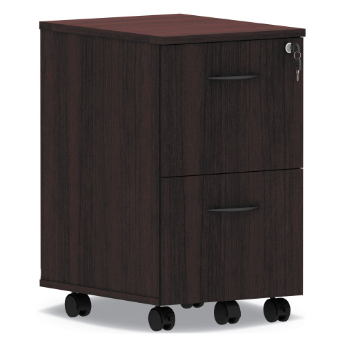 Alera Valencia Series Mobile Pedestal， Left or Right， 2 Legal/Letter-Size File Drawers， Mahogany， 15.38